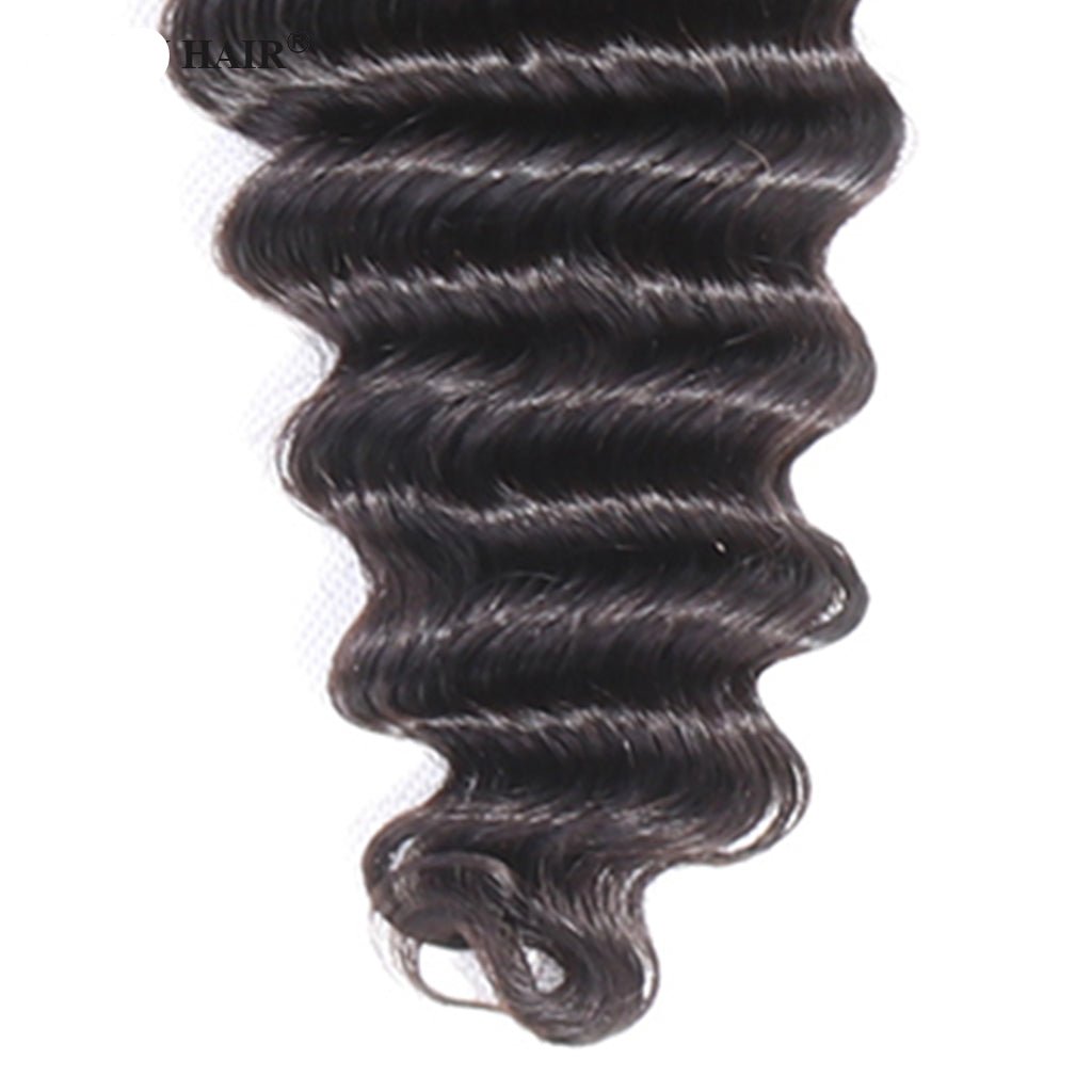 Brazilian Virgin Hair Bundles with Closure Loose Deep Wave Human Hair