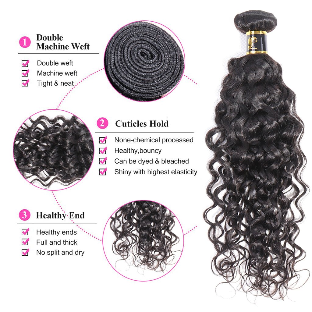 Hair Water Curly Bundles With Closure 100% Human Hair 3 Bundles Hair