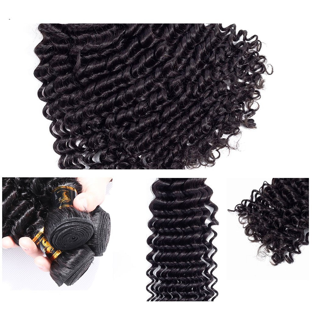 3 Bundles Deep Wave Virgin Hair 100% Unprocessed Human Hair Weave