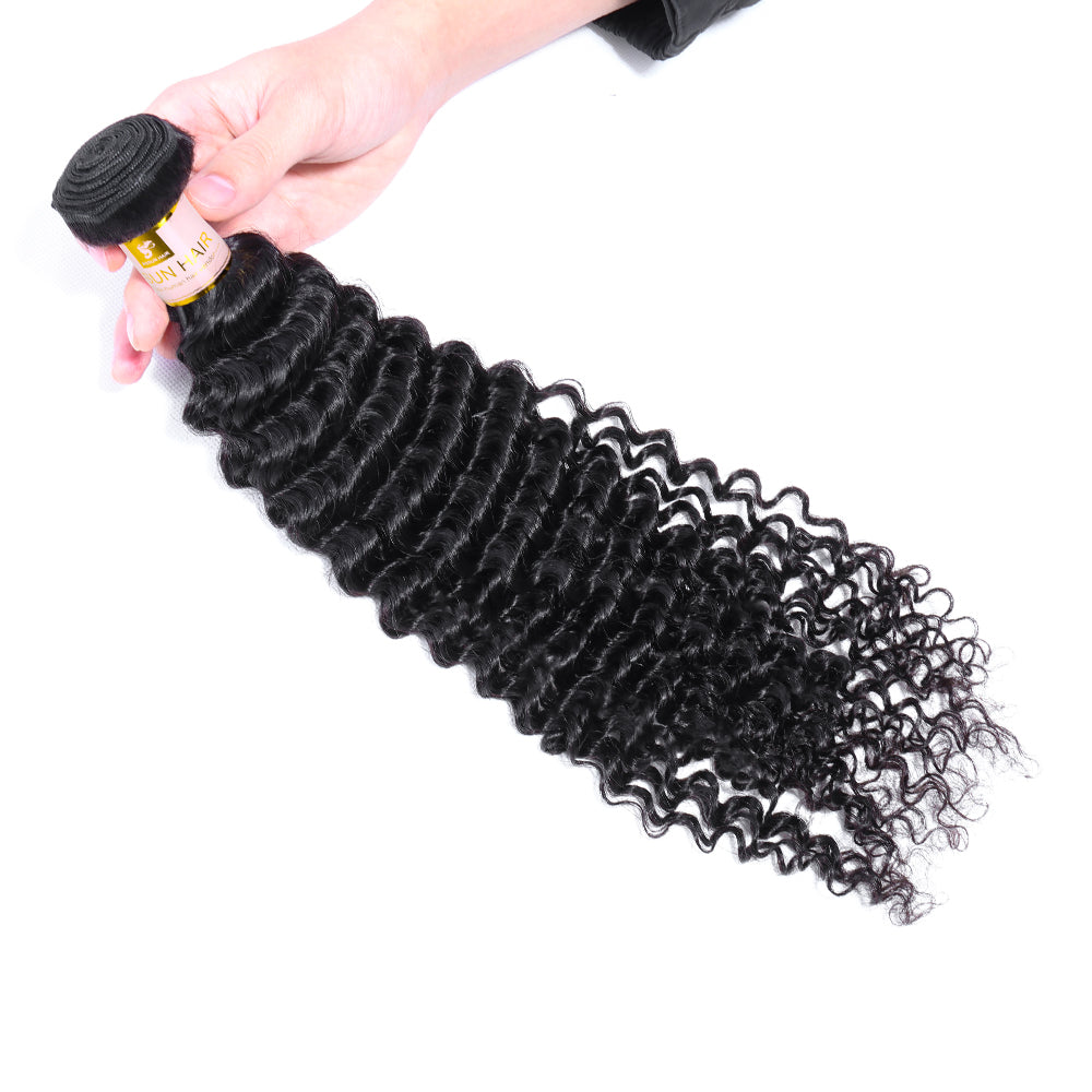 1 Bundle Deep Curly Human Hair 100% Unprocessed Human Hair Deep Wave Weave