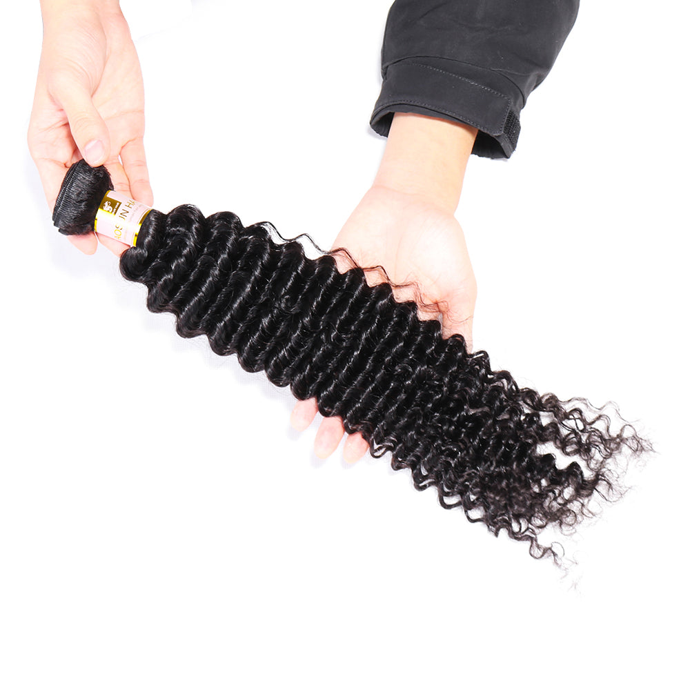 1 Bundle Deep Curly Human Hair 100% Unprocessed Human Hair Deep Wave Weave