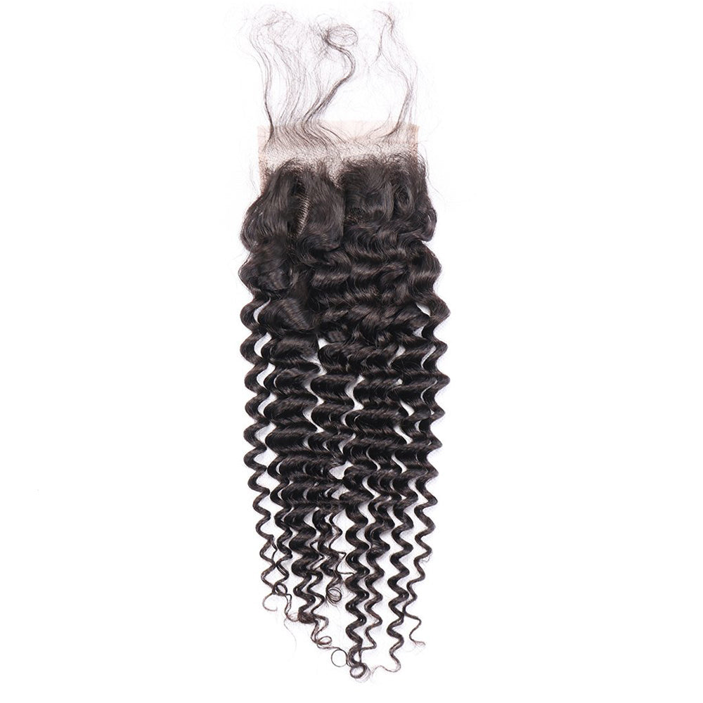 Brazilian Deep Curly Lace Closure 4*4 Free Part Human Hair Closure