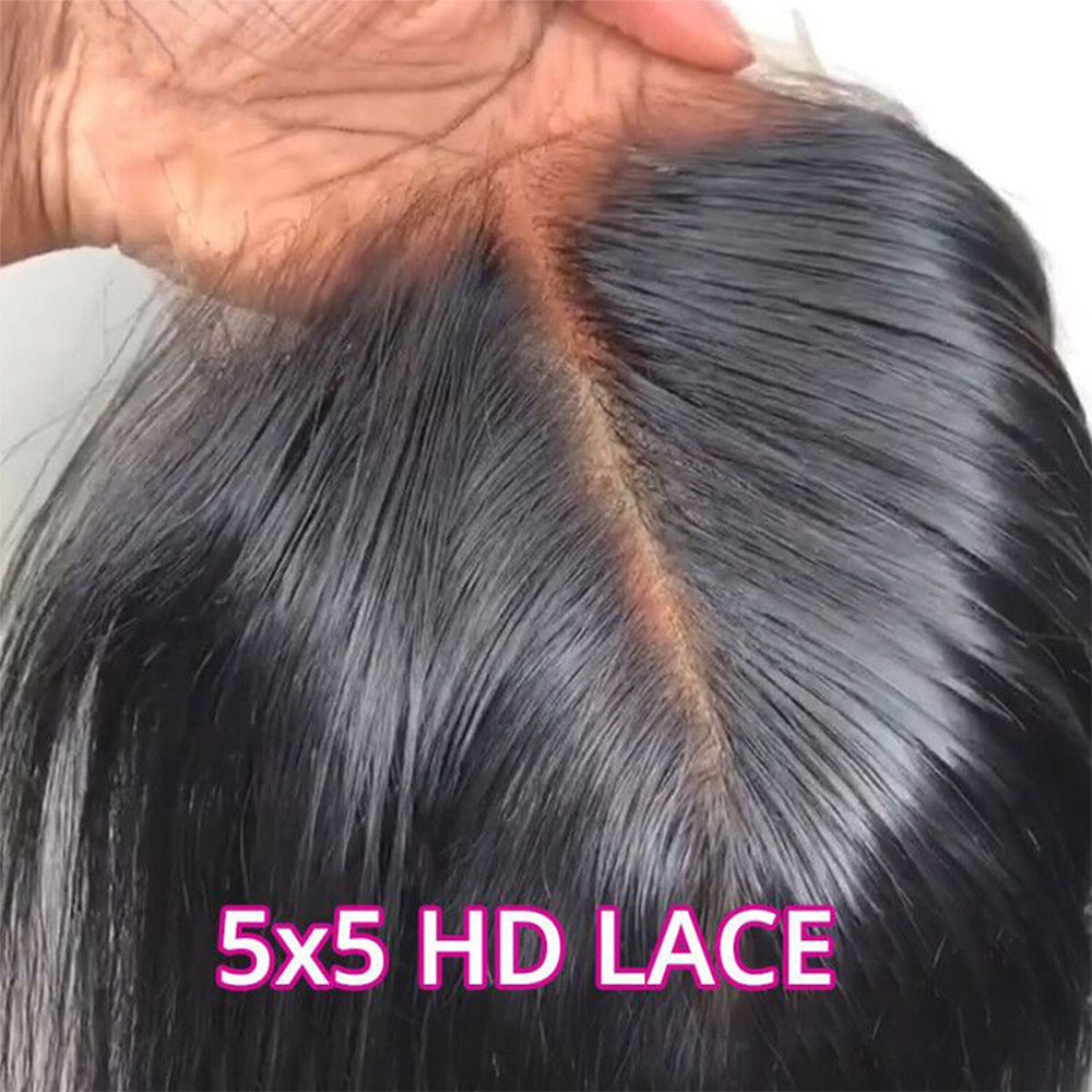 Hair 5x5 HD Transparent Lace Closure Straight Human Hair HD Lace