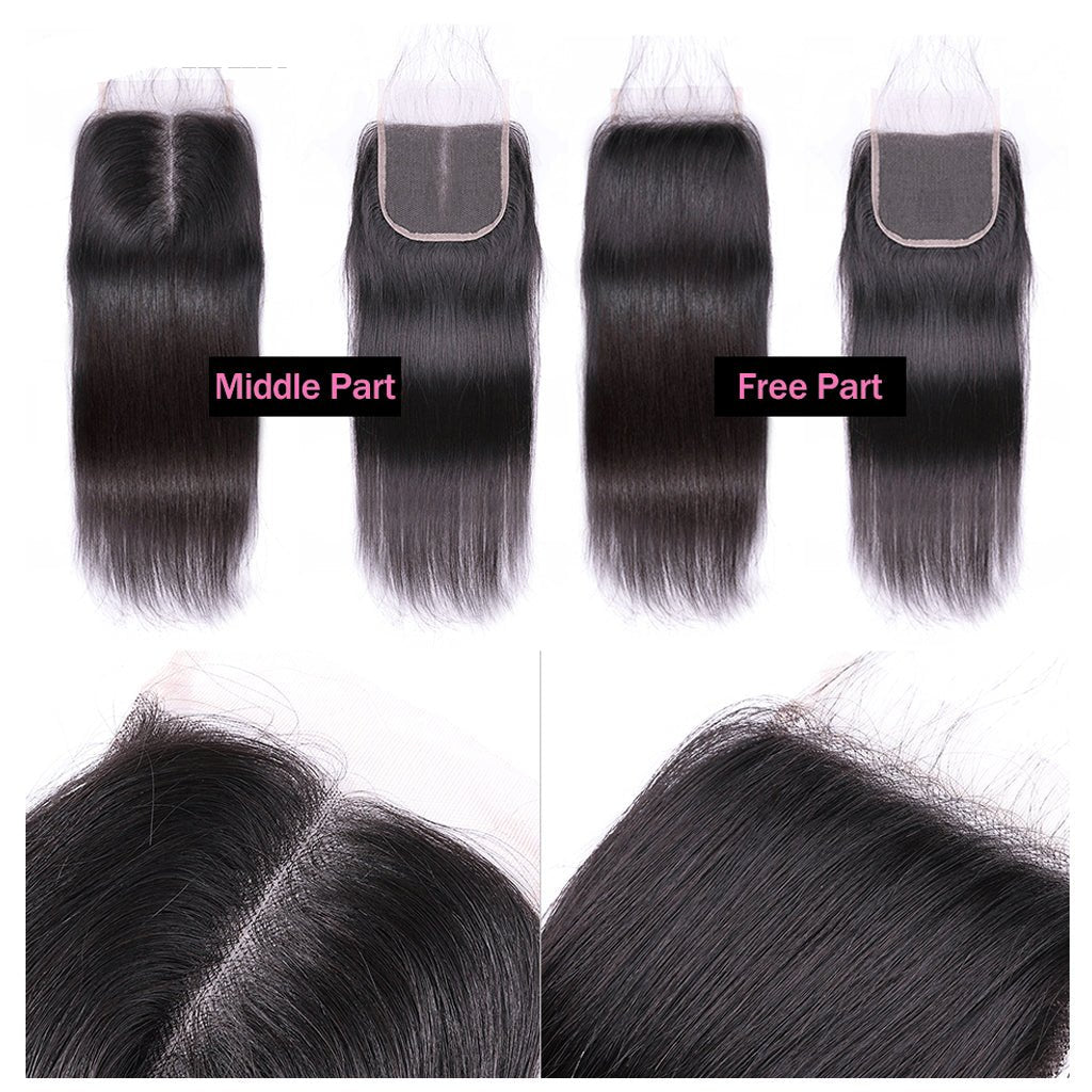 Brazilian Straight Hair 4x4 Lace Closure Hand Tied 100% Human Hair Closure