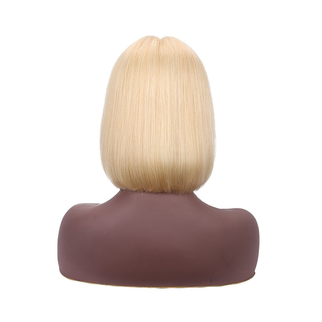 #613 Blonde Silky Straight Bob Wig T-Part Lace Human Hair Wig