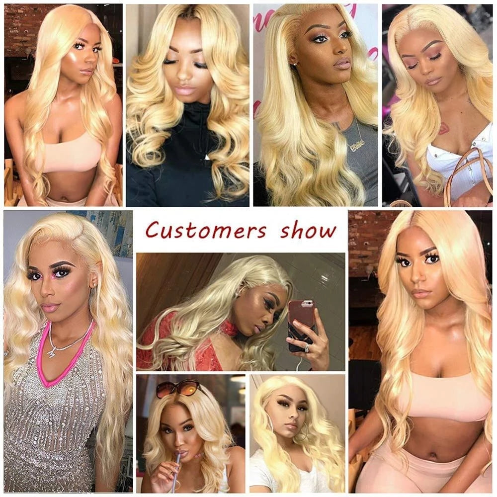 Brazilian Body Wave Blonde Hair Weaves 613 Color 3 Bundles best 100% Human Hair