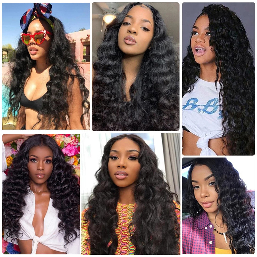 Brazilian Loose Deep Bundles 100% Human Hair Extensions 1 Bundle Deal Curly Weave Sew In Hair Extensions