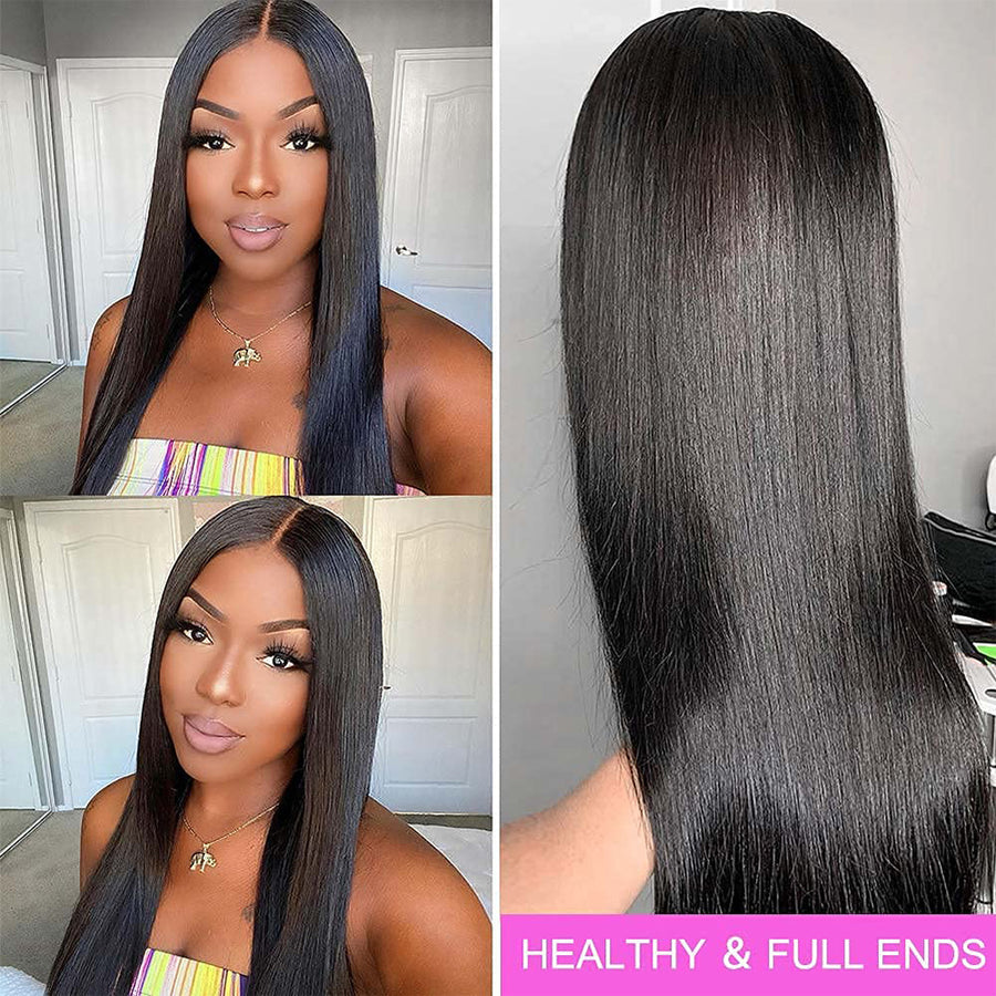 Hair 150%/180% Density Virgin Peruvian Straight Human Hair Wigs for Black Women Natural Color Straight 4x4 Lace Closure Wig