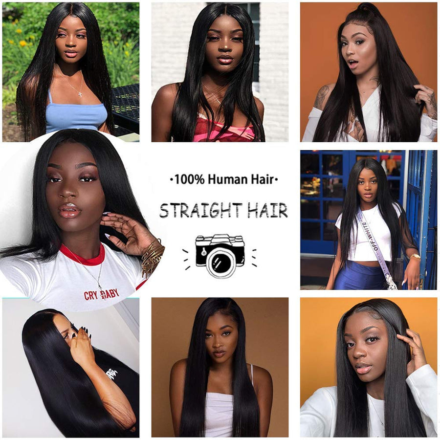 Hair 150%/180% Density Virgin Peruvian Straight Human Hair Wigs for Black Women Natural Color Straight 4x4 Lace Closure Wig