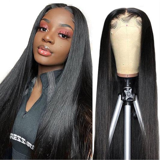 Hair 150%/180% Density Virgin Peruvian Straight Human Hair Wigs for Black Women Natural Color Straight 4x4 Lace Closure Wig